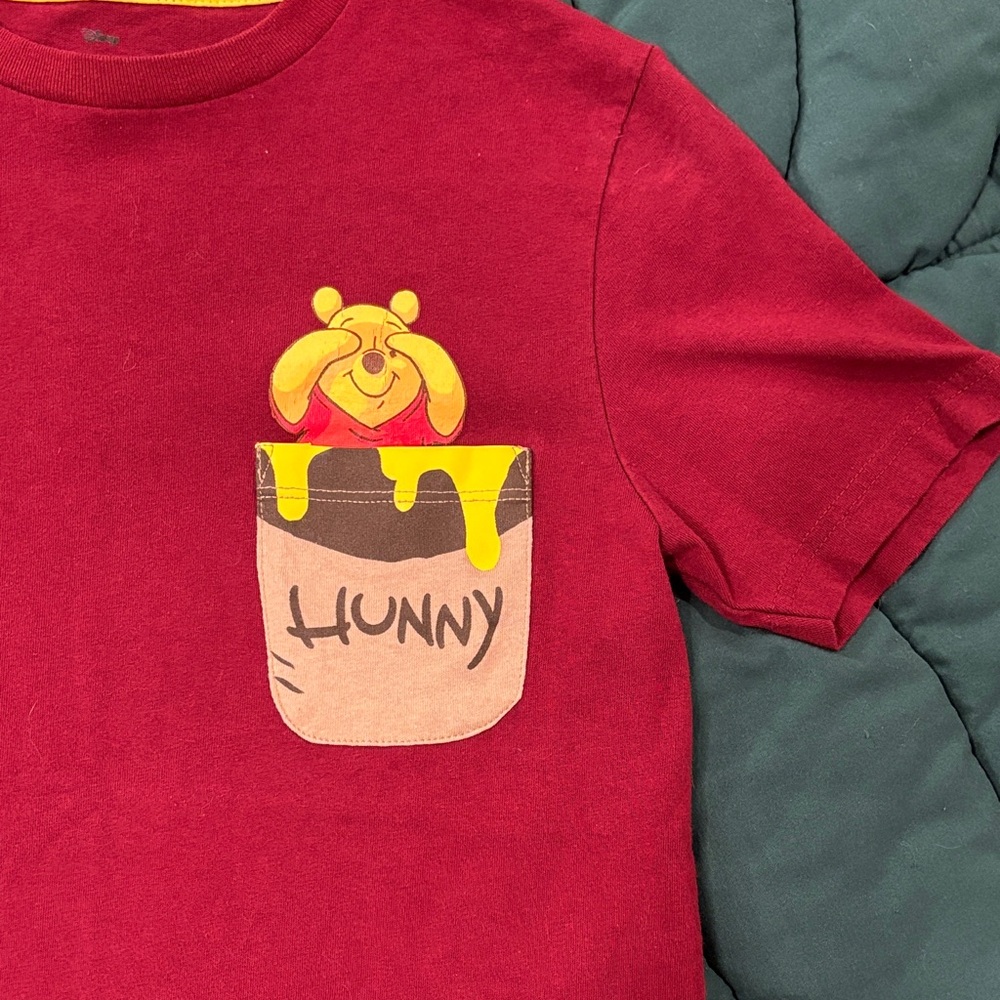 Disney XS Winnie the Pooh Red Tee with Honey Pot Pocket